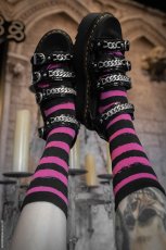 画像2: Creepy Crew Socks / Pink x Black Stripes / ソックス【VampireFreaks】 (2)