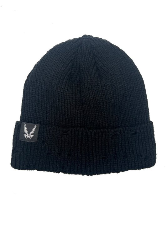Distressed Pierced Beanie / White Bat / ビーニー【VampireFreaks
