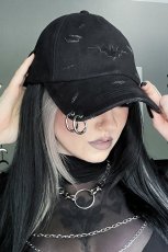 画像1: Vampire Bat Pierced Baseball Cap / Black / キャップ【VampireFreaks】 (1)