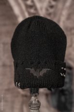 画像3: Distressed Pierced Beanie / Black Bat / ビーニー【VampireFreaks】 (3)