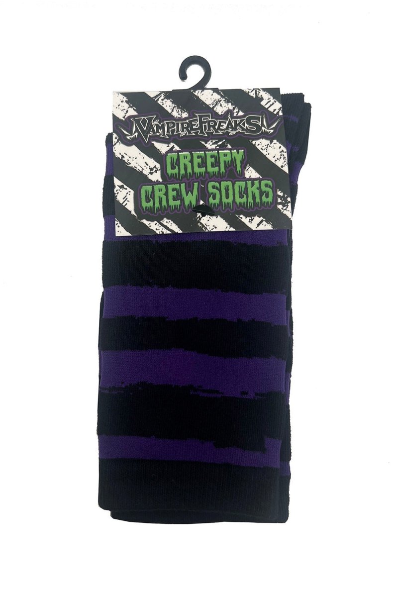 画像6: Creepy Crew Socks / Purple x Black Stripes / ソックス【VampireFreaks】 (6)