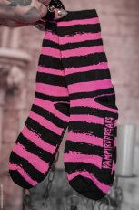 画像1: Creepy Crew Socks / Pink x Black Stripes / ソックス【VampireFreaks】 (1)