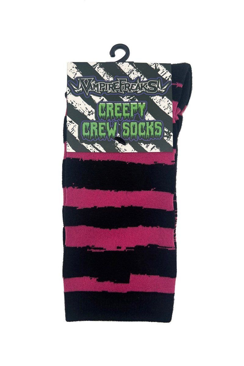 画像4: Creepy Crew Socks / Pink x Black Stripes / ソックス【VampireFreaks】 (4)