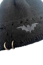 画像6: Distressed Pierced Beanie / Black Bat / ビーニー【VampireFreaks】 (6)