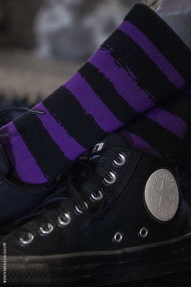 画像3: Creepy Crew Socks / Purple x Black Stripes / ソックス【VampireFreaks】 (3)