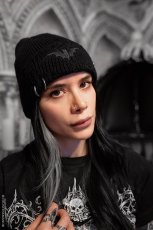画像1: Distressed Pierced Beanie / Black Bat / ビーニー【VampireFreaks】 (1)