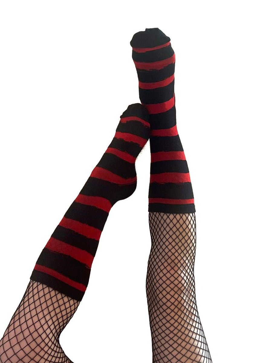 画像2: Creepy Crew Socks / Red x Black Stripes / ソックス【VampireFreaks】 (2)