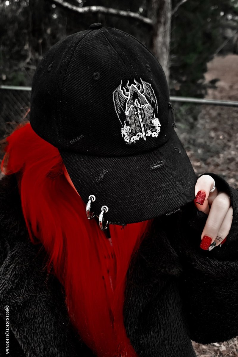 画像1: Grim Reaper Pierced Baseball Cap / キャップ【VampireFreaks】 (1)