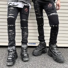 画像3: Annihilate Safety Pin Studded Pants / パンツ【VampireFreaks】 (3)