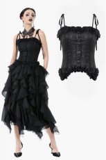 画像1: Elegant Floral Jacquard Bustier with Lace & Rose Detail / コルセットトップス【DARK IN LOVE】 (1)