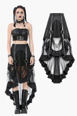 画像1: Metal Studded Punk Skirt with Mesh Tail and Pockets / スカート【DARK IN LOVE】 (1)