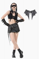 画像1: Punk Batwing Leather Choker with O-Ring / 付け襟【DARK IN LOVE】 (1)