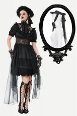 画像1: Gothic Playful Sun Hat with Pleated Rose Trim / ボンネット【DARK IN LOVE】 (1)