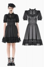 画像1: Gothic Lace-Up Lolita Puff Sleeve Dress / ワンピース【DARK IN LOVE】 (1)