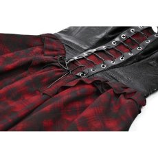 画像11: Punk Inked Plaid Dress with Faux Leather Splice & Grommet Lace-Up / ワンピース【DARK IN LOVE】 (11)