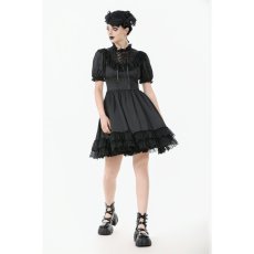 画像7: Gothic Lace-Up Lolita Puff Sleeve Dress / ワンピース【DARK IN LOVE】 (7)