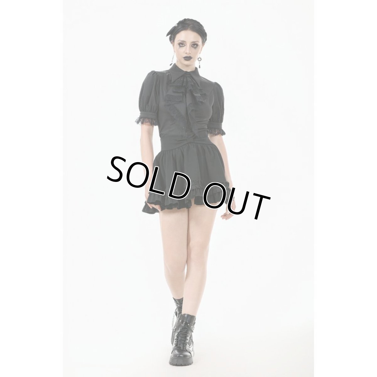 画像8: Gothic Short-Sleeve Blouse / Black / トップス【DARK IN LOVE】 (8)
