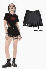 画像1: Asymmetry Rivet Punk Shorts with Leg Strap / ショートパンツ【DARK IN LOVE】 (1)