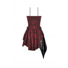 画像3: Punk Inked Plaid Dress with Faux Leather Splice & Grommet Lace-Up / ワンピース【DARK IN LOVE】 (3)