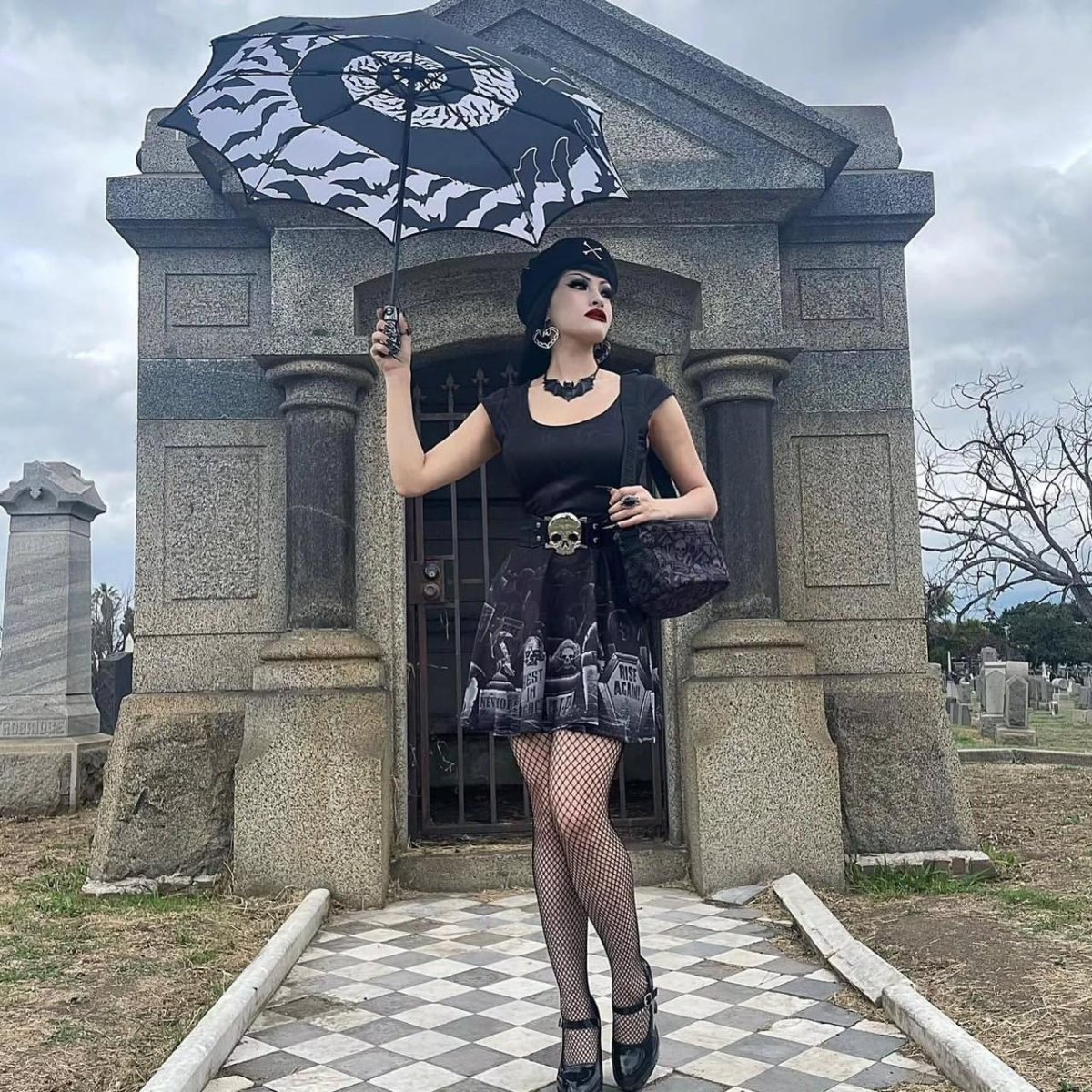 画像10: BAT SWIRL / 折りたたみ傘（ワンタッチ式）【KREEPSVILLE 666】 (10)