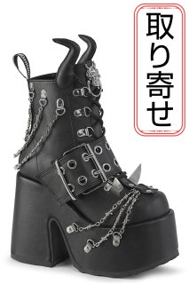 Demonia ブラック 厚底ブーティ ジッパー付き 取り寄せ]CHARADE-211 / ブラック / 厚底ブーツ【DEMONIA