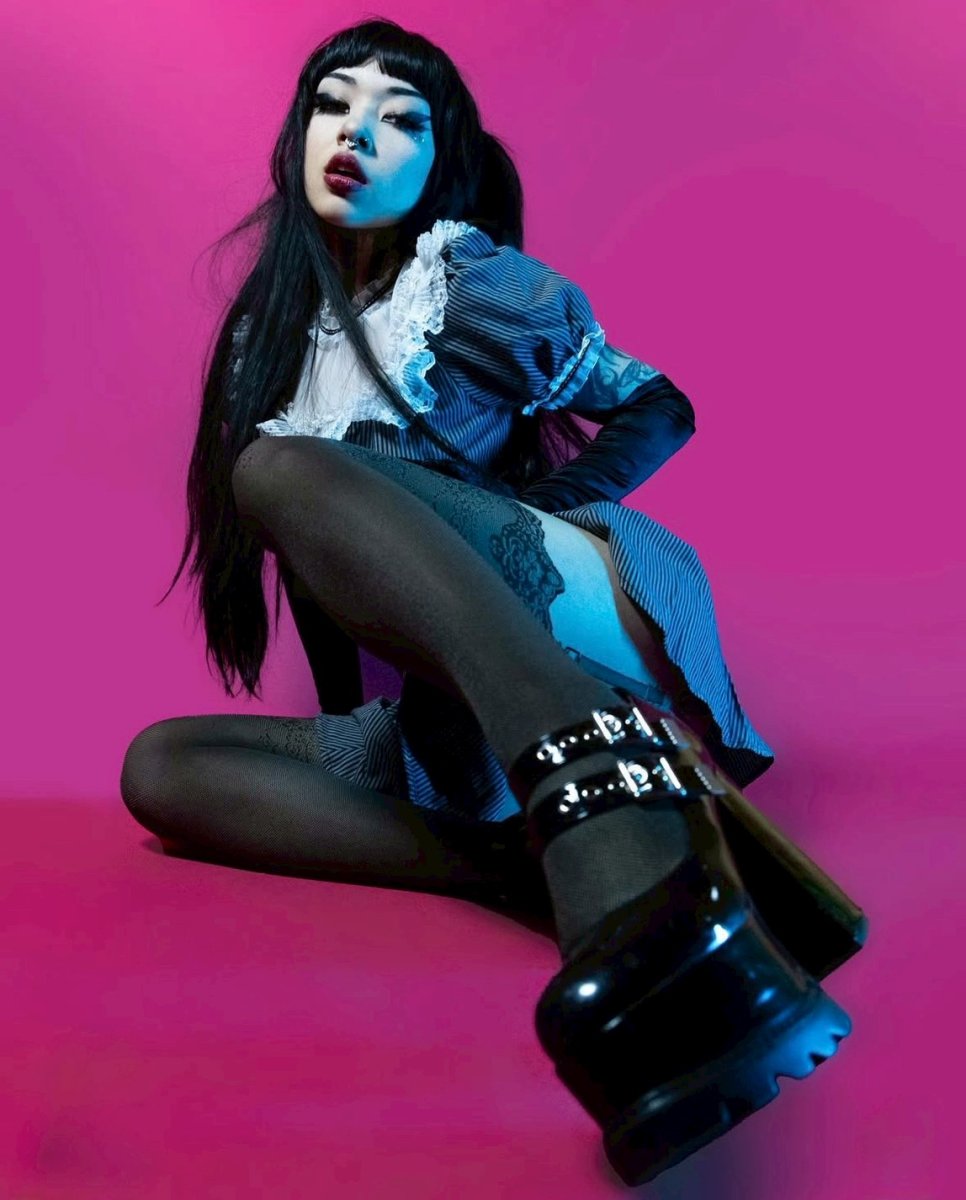 画像15: Black white strip lolita dress / ワンピース【DARK IN LOVE】 (15)