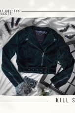 画像1: EMERALD GODDESS BIKER JACKET / Green / ライダースジャケット【KILL STAR】  (1)