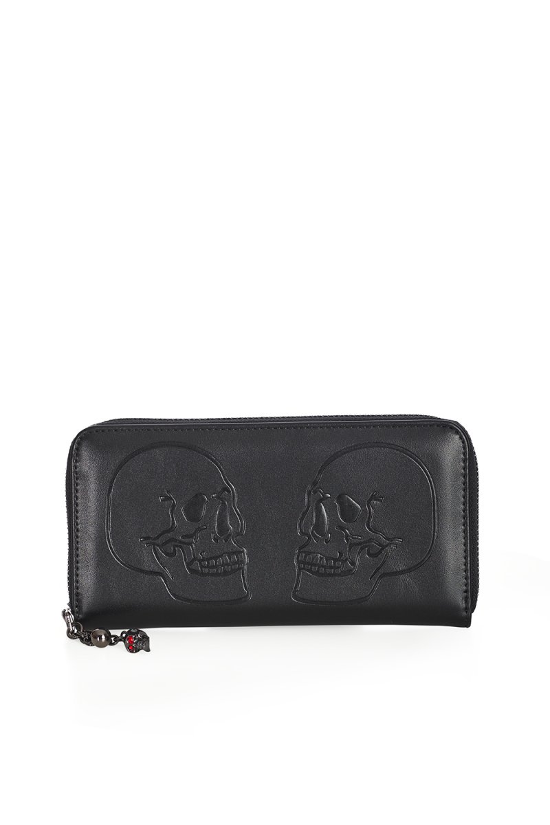 画像1: TWIN SKULL WALLET / 財布【Banned Apparel】 (1)