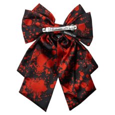 画像2: Blood Splatter Cleaver Satin Hair Bow / Black / ヘアクリップ【KREEPSVILLE 666】 (2)