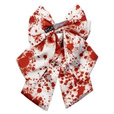 画像1: Blood Splatter Cleaver Satin Hair Bow / White / ヘアクリップ【KREEPSVILLE 666】 (1)