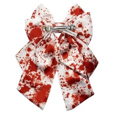 画像2: Blood Splatter Cleaver Satin Hair Bow / White / ヘアクリップ【KREEPSVILLE 666】 (2)
