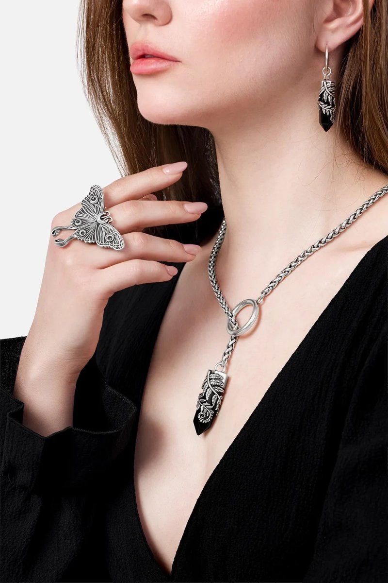 画像3: CRYSTAL FERN O-RING NECKLACE / ネックレス【Restyle】 (3)