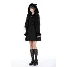 画像7: Black lolita cat ear double-breasted woolen long coat / コート【DARK IN LOVE】 (7)
