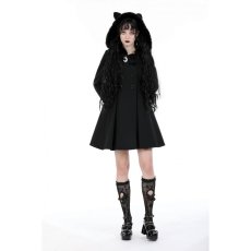 画像9: Black lolita cat ear double-breasted woolen long coat / コート【DARK IN LOVE】 (9)
