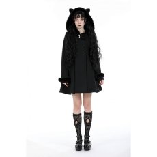 画像6: Black lolita cat ear double-breasted woolen long coat / コート【DARK IN LOVE】 (6)