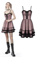 画像1: Cool mesh pink doll dress / ワンピース【DARK IN LOVE】 (1)