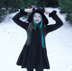 画像17: Black lolita cat ear double-breasted woolen long coat / コート【DARK IN LOVE】 (17)