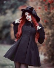 画像14: Black lolita cat ear double-breasted woolen long coat / コート【DARK IN LOVE】 (14)