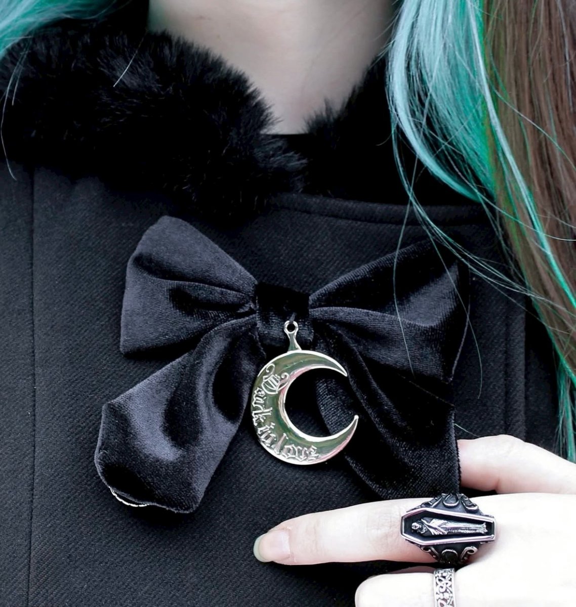 画像18: Black lolita cat ear double-breasted woolen long coat / コート【DARK IN LOVE】 (18)