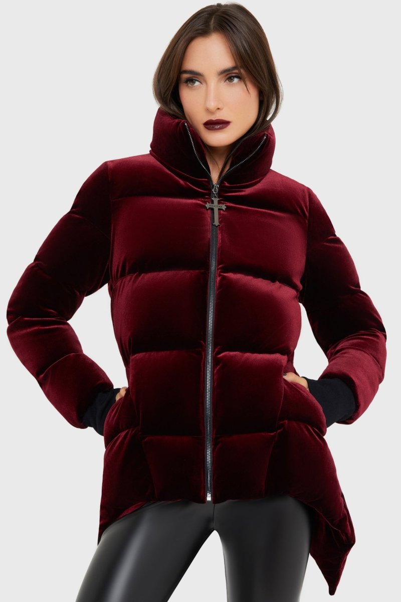 画像1: Deadliest Nightvelvet Puffer Coat / 闇夜に潜む / RED / ダウンジャケット【KILL STAR】 (1)