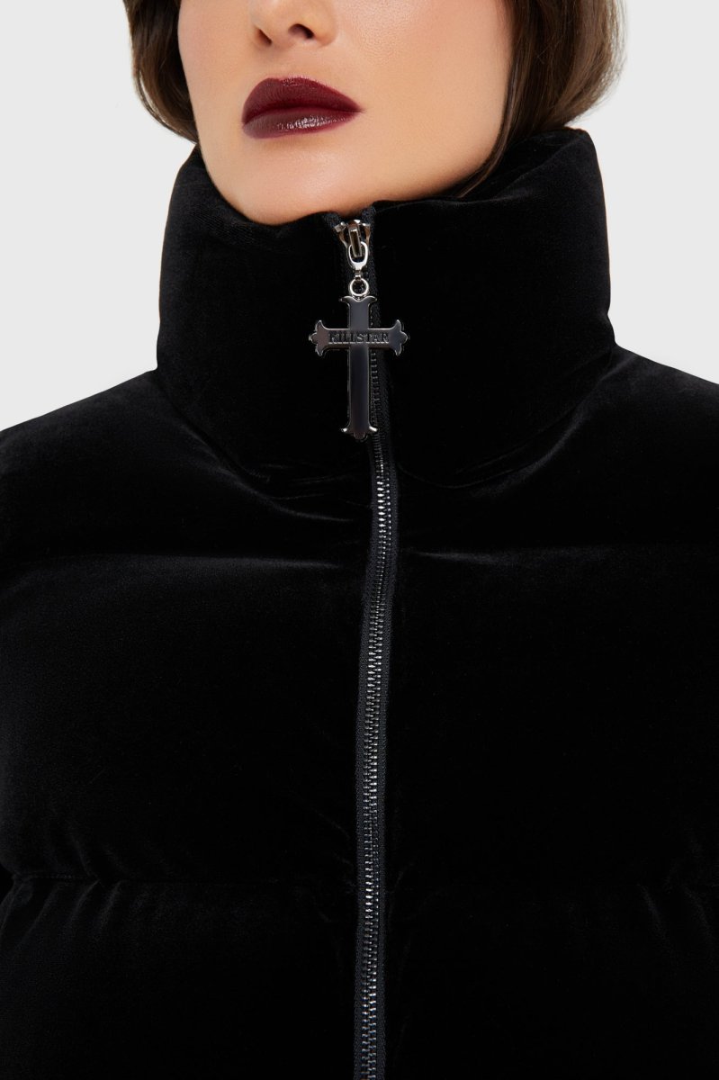 画像4: Deadliest Nightvelvet Puffer Coat / 闇夜に潜む / BLACK / ダウンジャケット【KILL STAR】 (4)