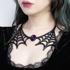 画像1: Spider Web Collar ネックレス / Black×Purple (1)
