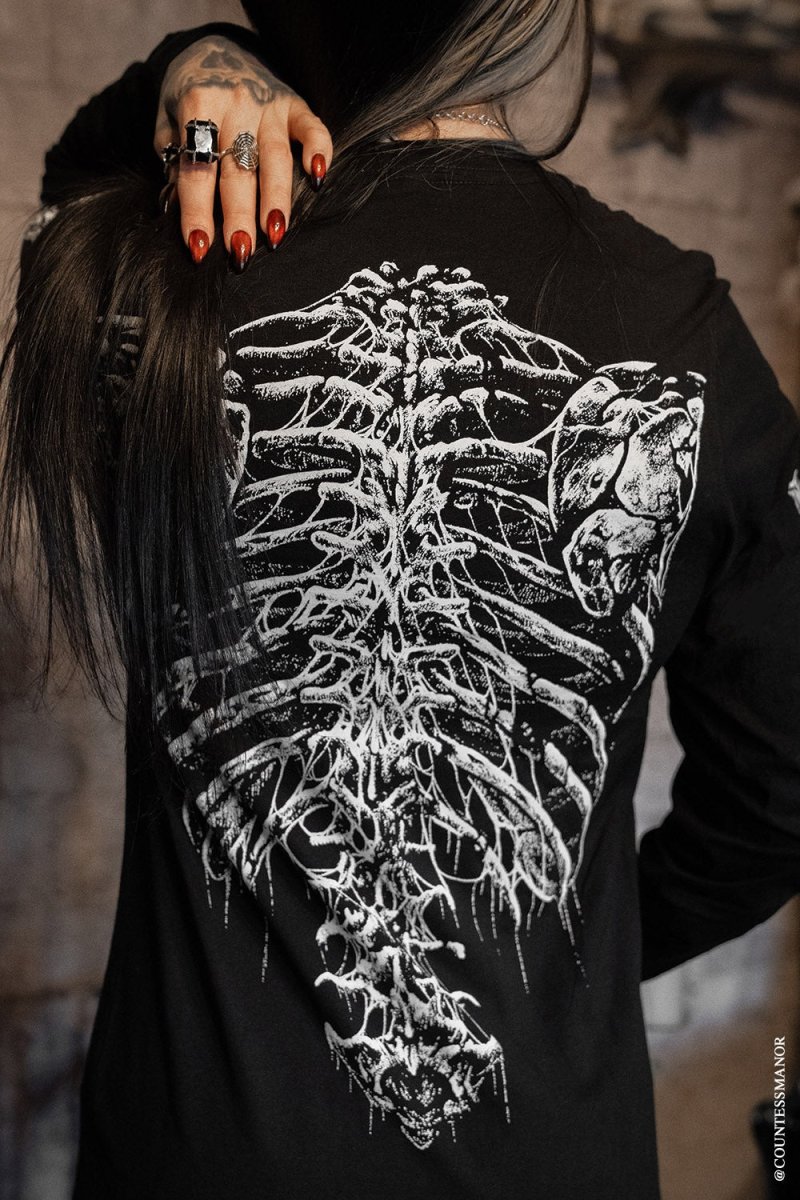 画像3: Bleeding Heart Skeleton / 心臓を蝕む血の影 / ロングスリーブＴシャツ【VampireFreaks】 (3)