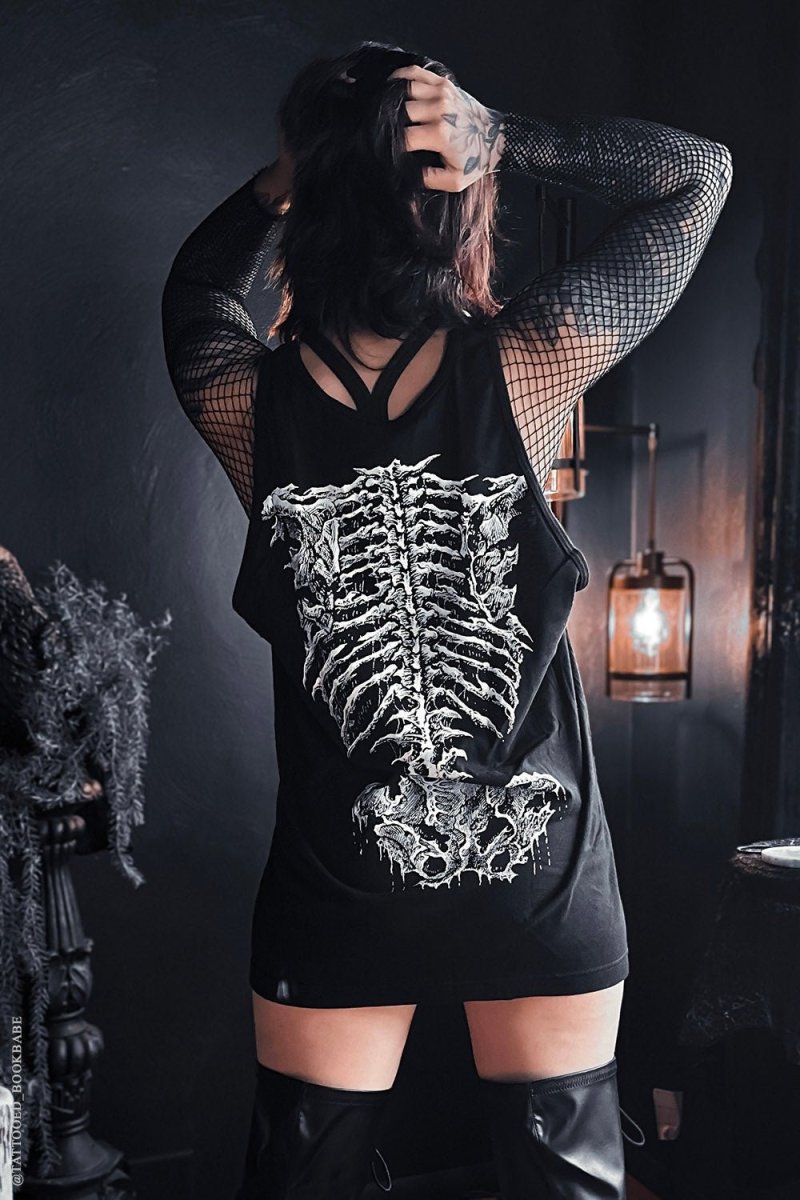 画像2: 【レディース】Dead Inside Skeleton / レーサーバック / タンクトップ【VampireFreaks】 (2)