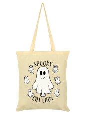 画像1: Ghost Spooky Cat Lady / Cream / エコバッグ【GRINDSTORE】 (1)