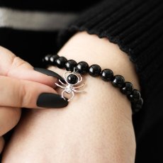 画像4: Spider Black Obsidian Beaded Bracelet / ブレスレット【GOTHIC HOMEWARE】 (4)
