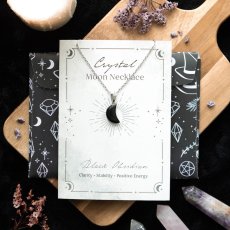 画像1: Black Obsidian Crystal Moon / 黒曜石 / ネックレス【GOTHIC HOMEWARE】 (1)
