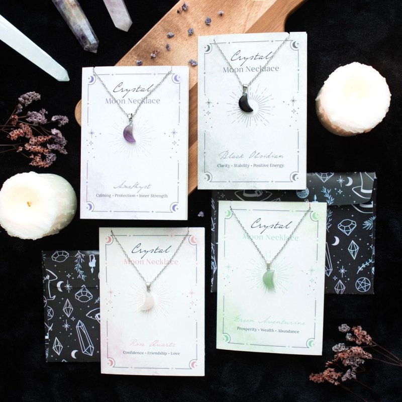 Black Obsidian Crystal Moon / 黒曜石 / ネックレス【GOTHIC HOMEWARE