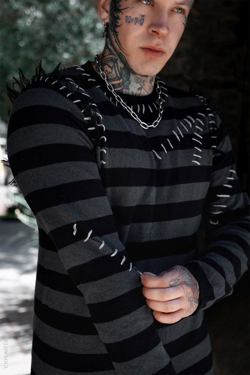 画像3: Autopsy Stitch Striped Sweater / 薄手ニット【VampireFreaks】 (3)