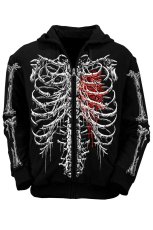 画像3: Bleeding Heart Skeleton Hoodie / 流血ハートスケルトン / ZIP パーカー【VampireFreaks】 (3)